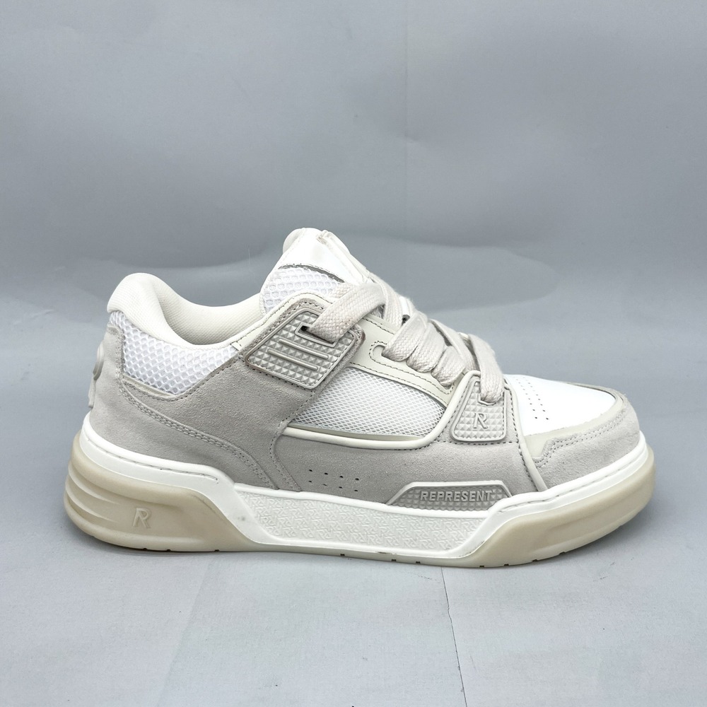 Represent Studio Sneaker Mens 8 White Grey Suede Chunky Skater Trainer Shoes